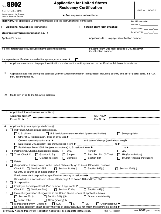 irs form 8802 instructions
